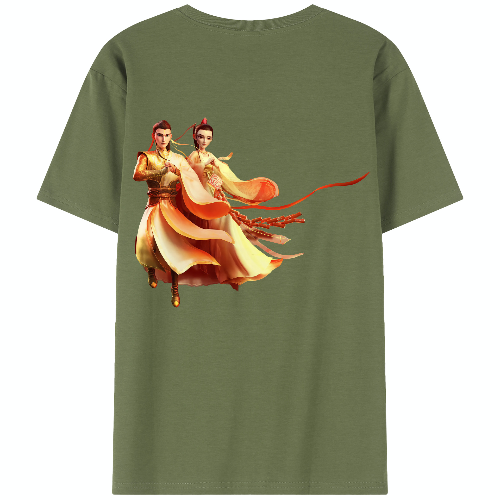 （画像用） Ne Zha 2 ナタ 魔童の大暴れ 綿100％半袖Tシャツ（背面プリント）